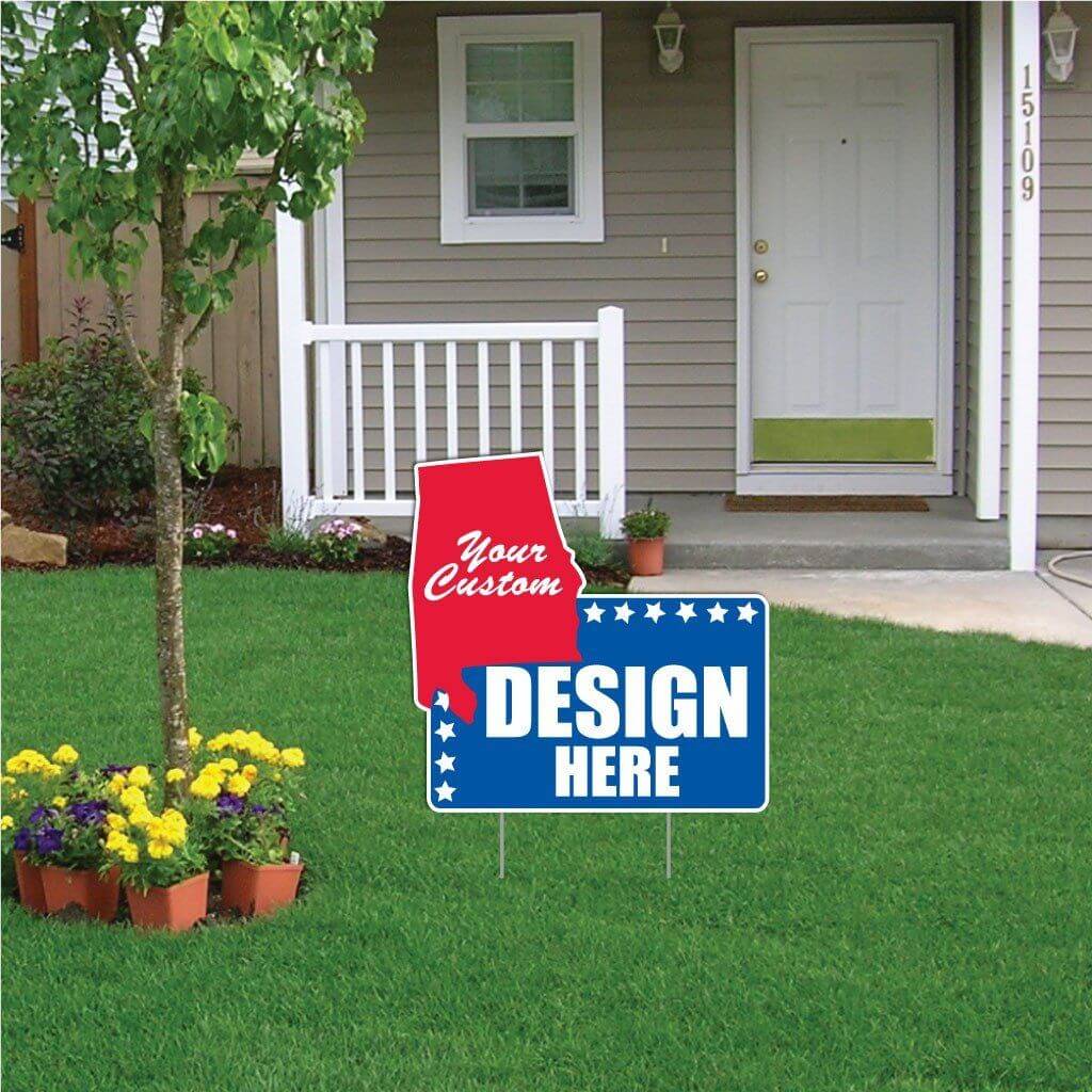 Alabama State Shaped Corrugated Plastic Yard Signs