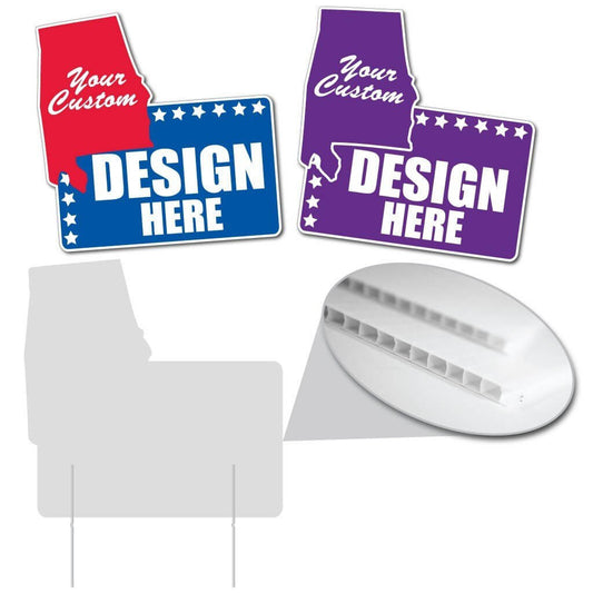 Alabama State Shaped Corrugated Plastic Yard Signs