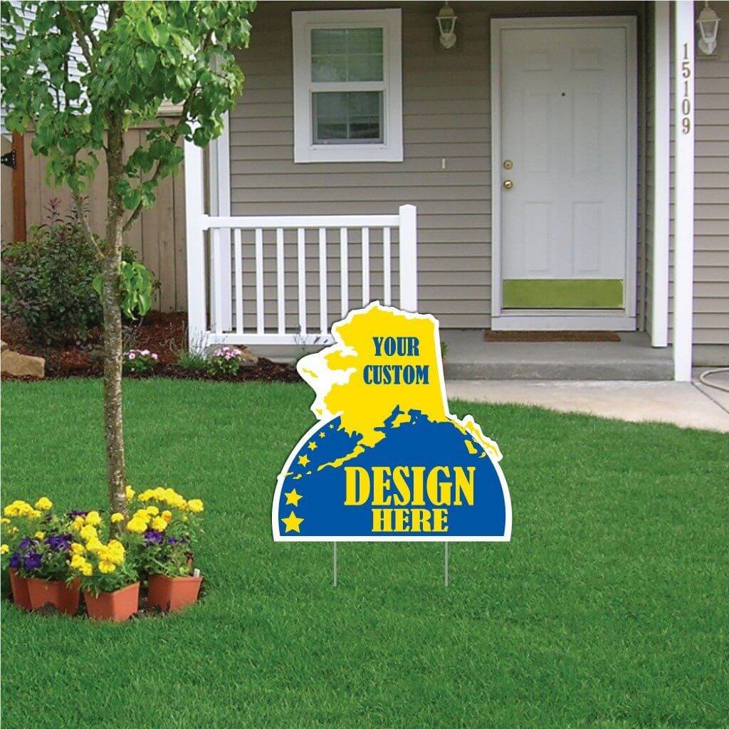 Alaska State Shaped Corrugated Plastic Yard Signs