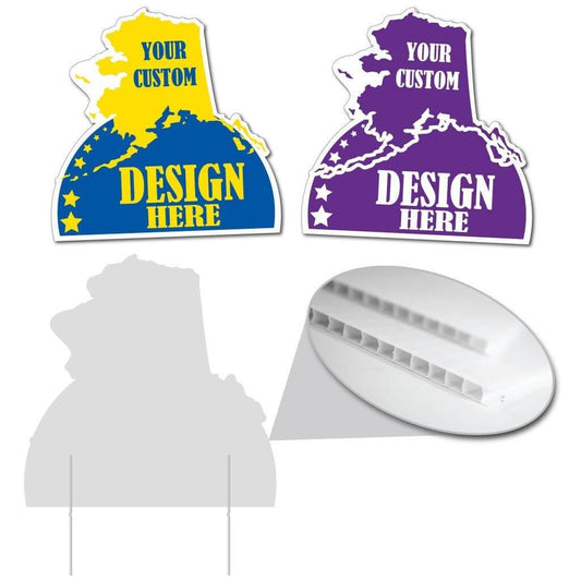 Alaska State Shaped Corrugated Plastic Yard Signs