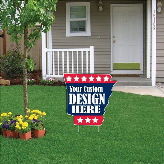 Arkansas State Shaped Corrugated Plastic Yard Signs