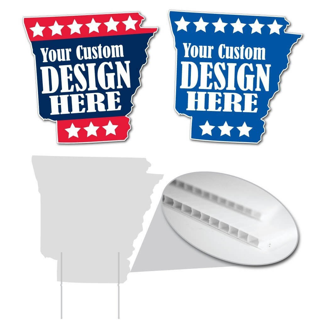 Arkansas State Shaped Corrugated Plastic Yard Signs
