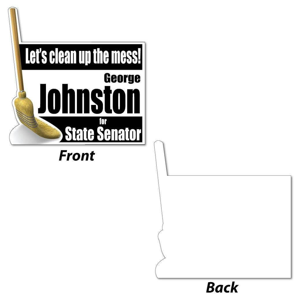 Broom Shaped Corrugated Plastic Yard Sign