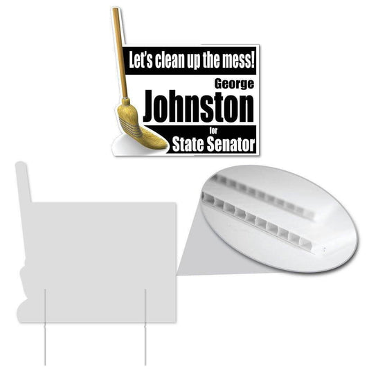 Broom Shaped Corrugated Plastic Yard Sign