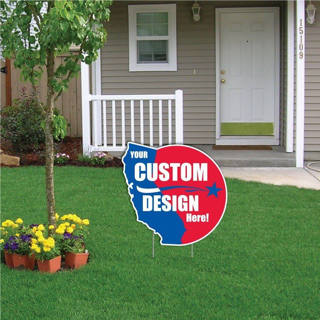 California State Shaped Corrugated Plastic Yard Sign