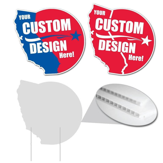 California State Shaped Corrugated Plastic Yard Sign