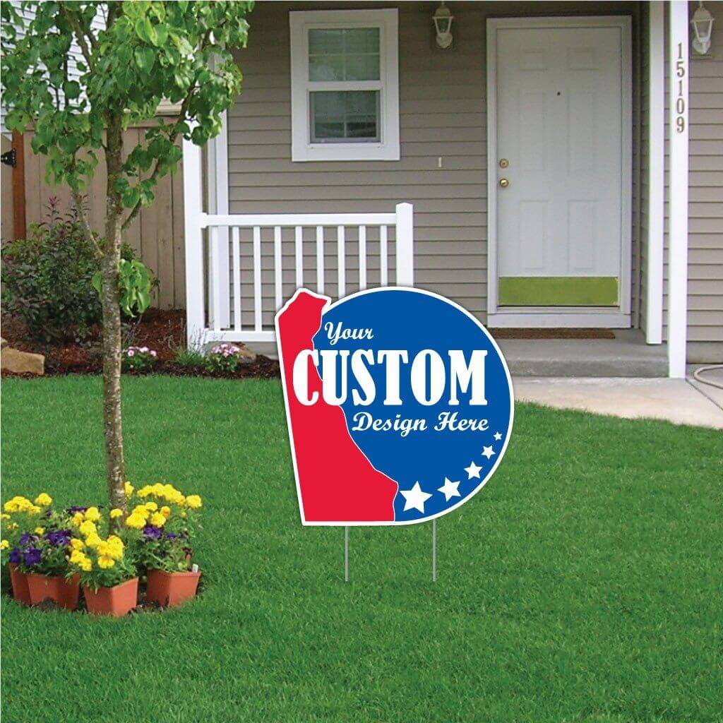 Delaware State Shaped Sign 20.8"x20.8" Corrugated Plastic Yard Sign