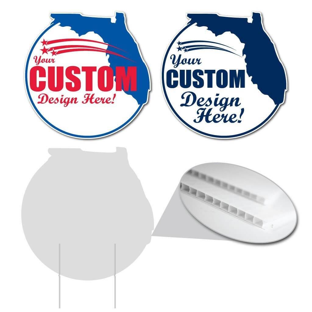 Florida State Shaped Sign 21.5"x21.6" Corrugated Plastic Yard Sign