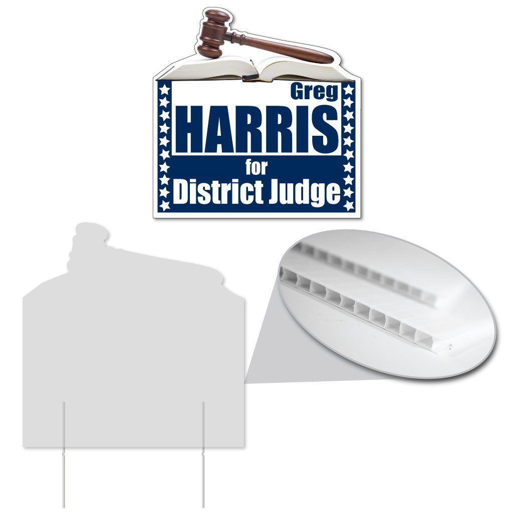 Gavel Shaped Yard Sign - 22" Corrugated Plastic Full Color One Sided