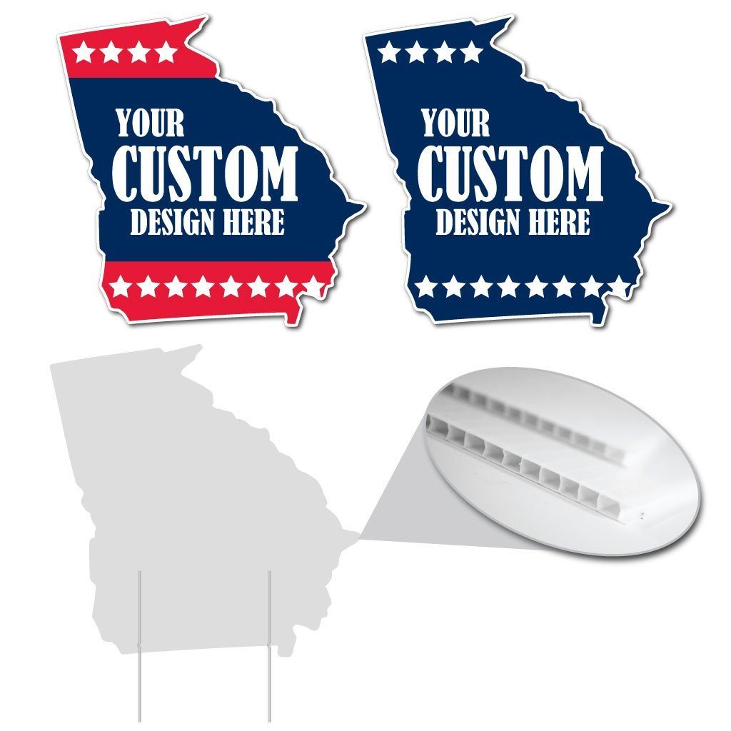 Georgia State Shaped Yard Sign 20.3"x20.5" Corrugated Plastic Yard Sign
