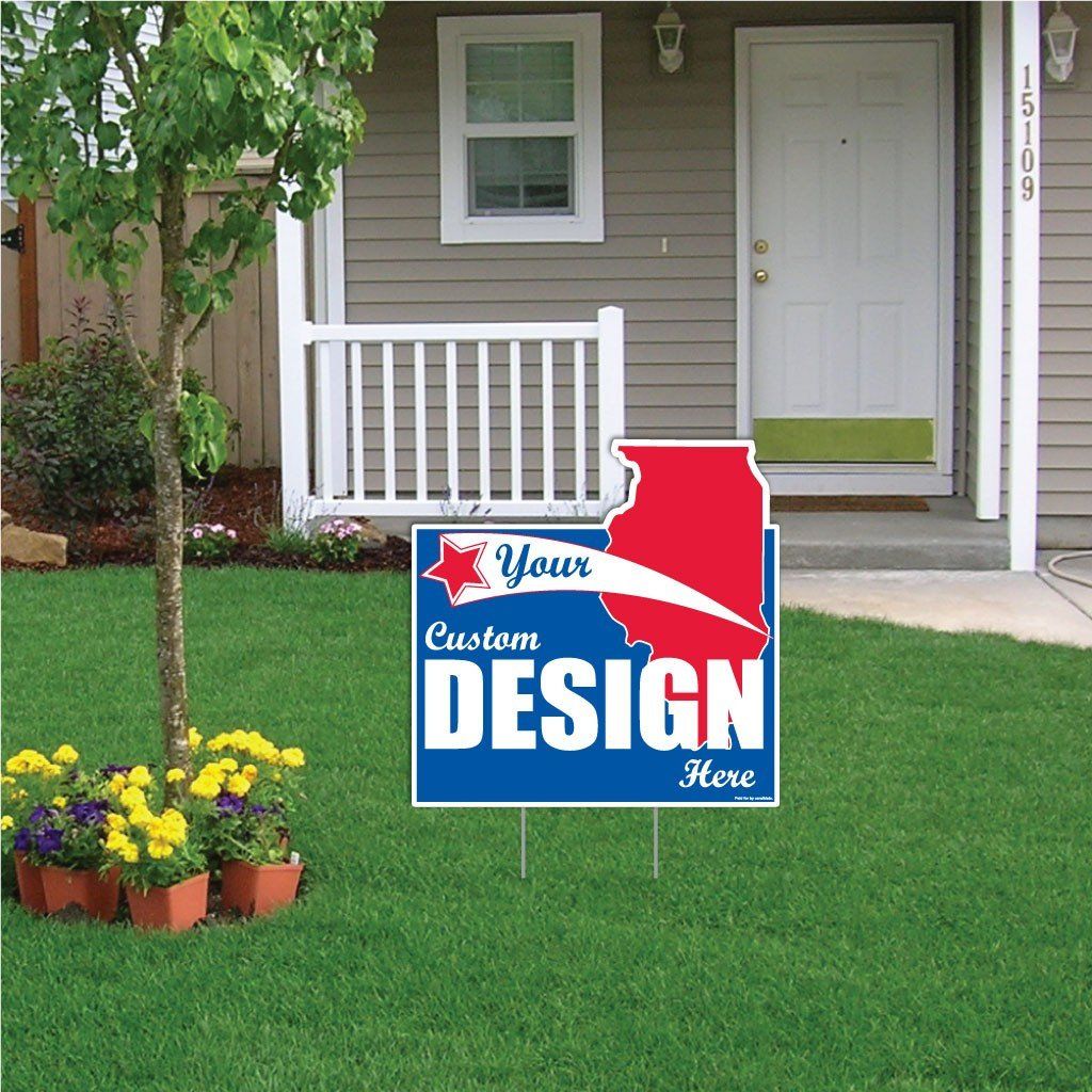 Illinois State Shaped Yard Sign 21.7"x21.7" Corrugated Plastic Yard Sign