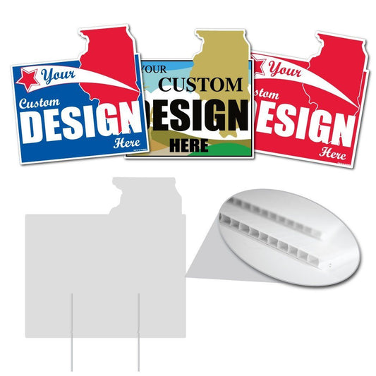 Illinois State Shaped Yard Sign 21.7"x21.7" Corrugated Plastic Yard Sign