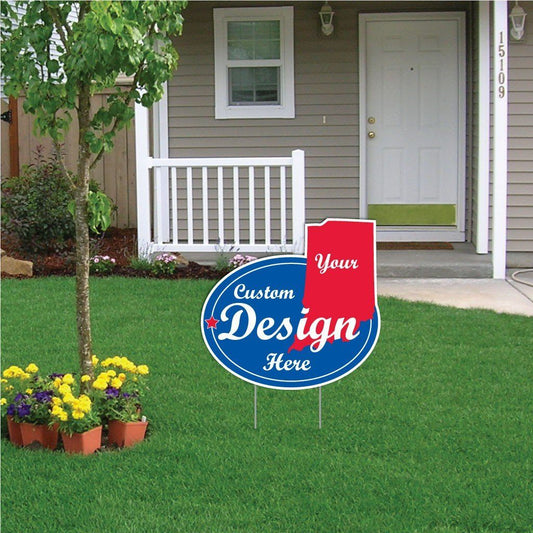 Indiana State Shaped Yard Sign 21.7"x20.7" Corrugated Plastic Yard Sign