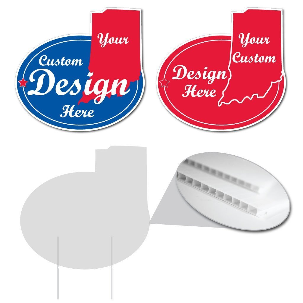 Indiana State Shaped Yard Sign 21.7"x20.7" Corrugated Plastic Yard Sign