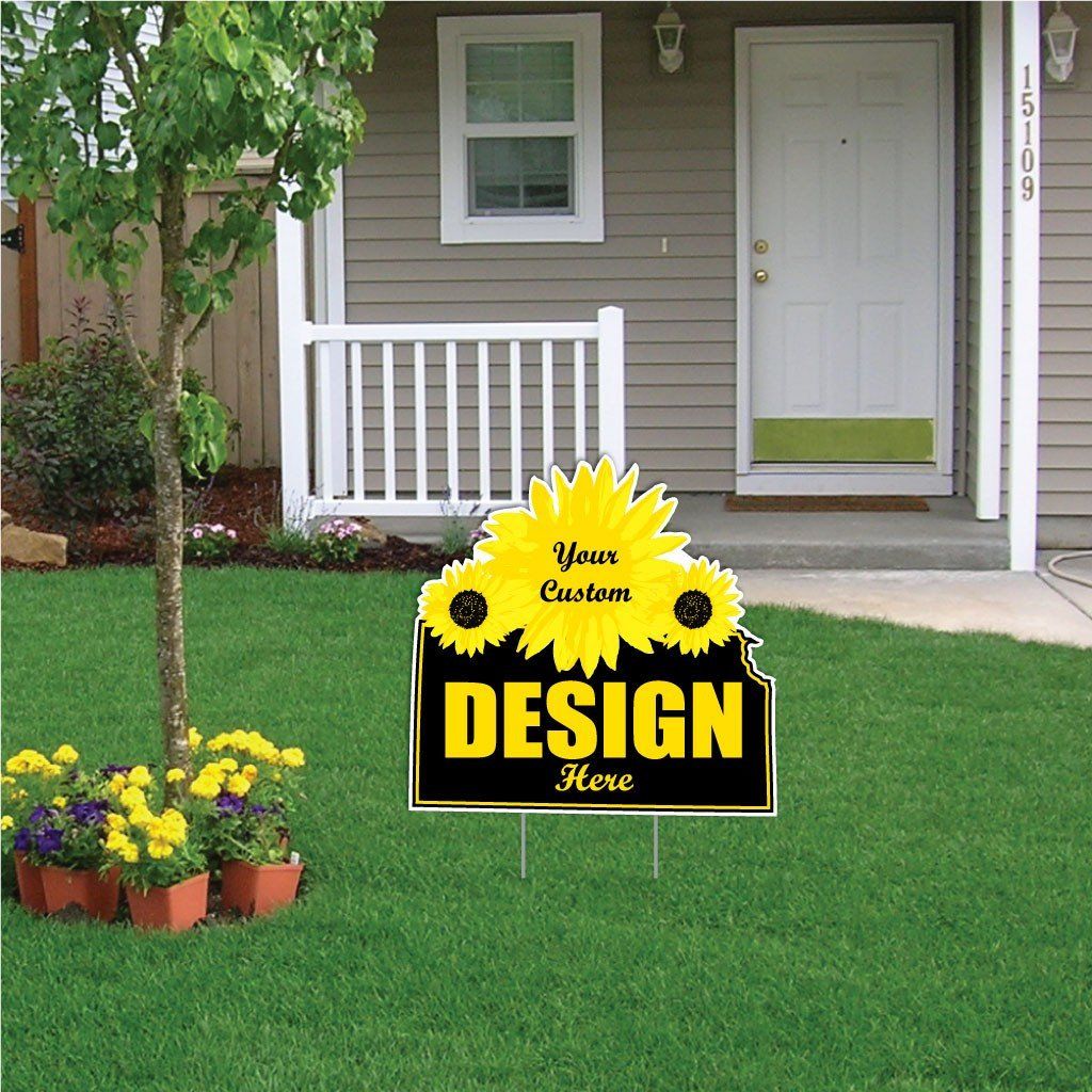 Kansas State Shaped Sign 20.9"x20.5" Corrugated Plastic Yard Sign