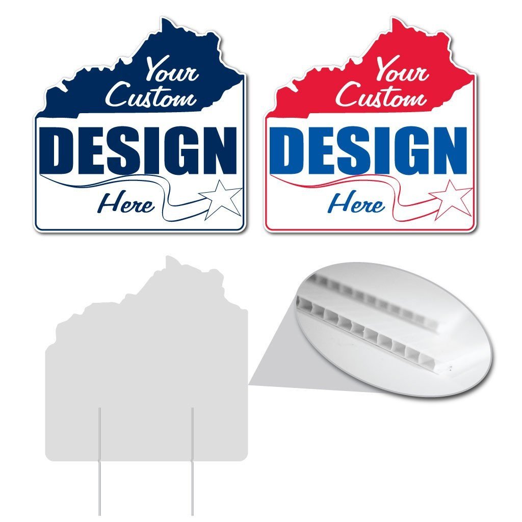 Kentucky State Shaped Yard Sign 21.5"x21.8" Corrugated Plastic Yard Sign