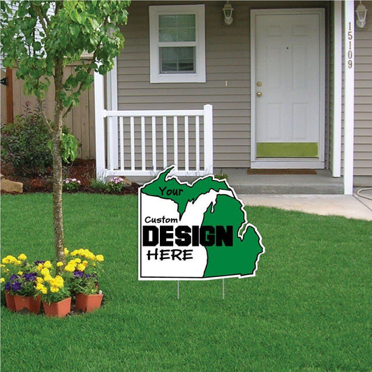 Michigan State Shaped Yard Sign 22"x20" Corrugated Plastic