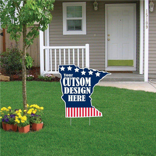 Minnesota State Shaped Yard Sign 20.9"x20.9" Corrugated Plastic