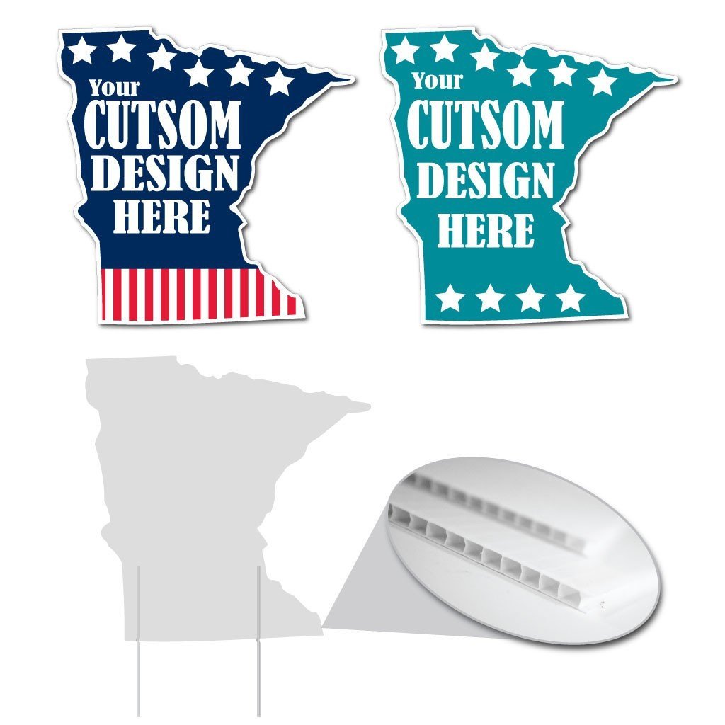Minnesota State Shaped Yard Sign 20.9"x20.9" Corrugated Plastic