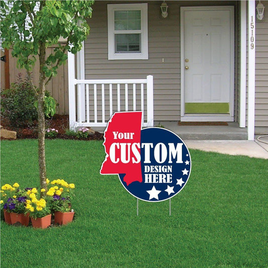 Mississippi State Shaped Yard Sign 21"x20.8" Corrugated Plastic