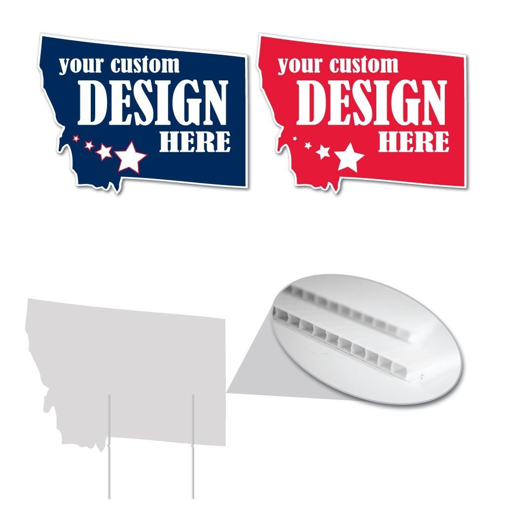 Montana State Shaped Yard Sign 21"x16.1" Corrugated Plastic