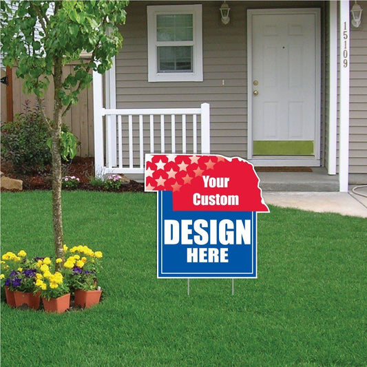 Nebraska State Shaped 21.6"x21.5" Corrugated Plastic Yard Sign