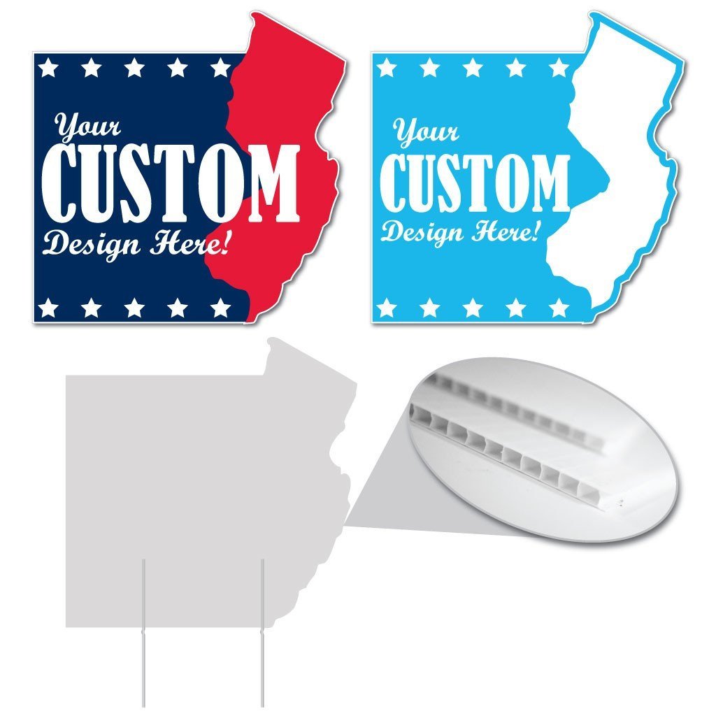 New Jersey State Shaped 20.7"x20.7" Corrugated Plastic Yard Sign