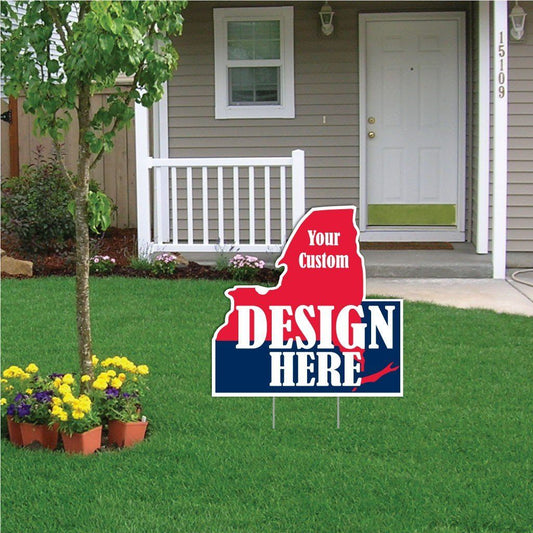 New York State Shaped 20.8"x20.8" Corrugated Plastic Yard Sign