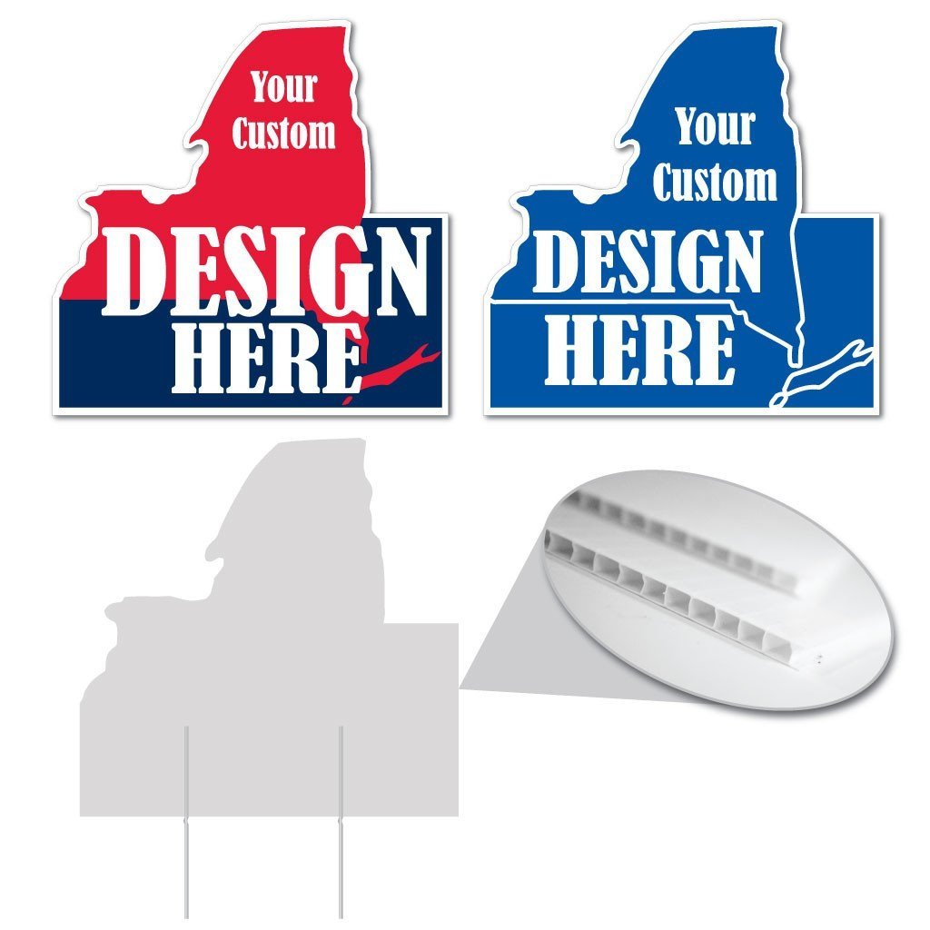 New York State Shaped 20.8"x20.8" Corrugated Plastic Yard Sign