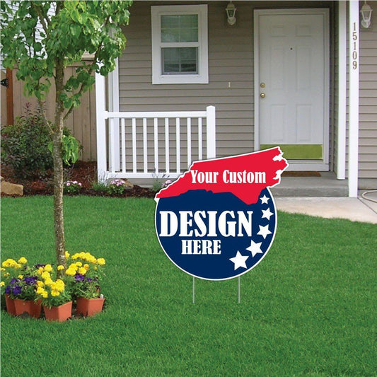 North Carolina State Shaped 21.6"x21.5" Corrugated Plastic Yard Sign