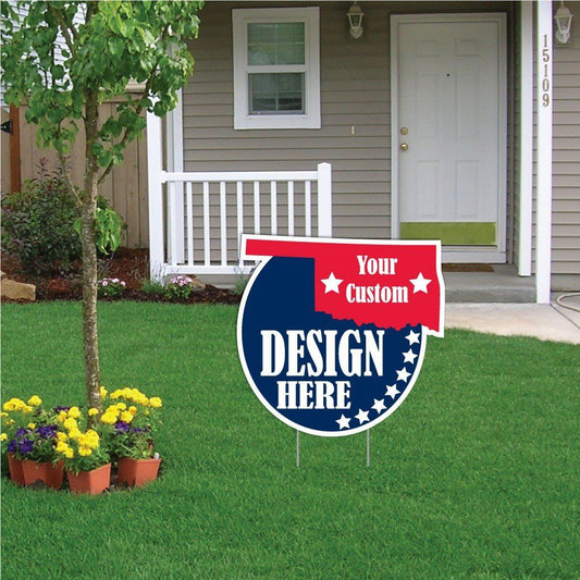 Oklahoma State Shaped 21.7"x21.1" Corrugated Plastic Yard Sign