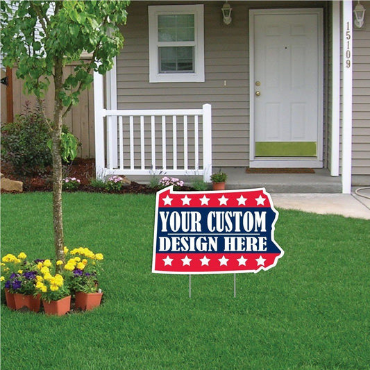 Pennsylvania State Shaped 21"x14.1" Corrugated Plastic Yard Sign