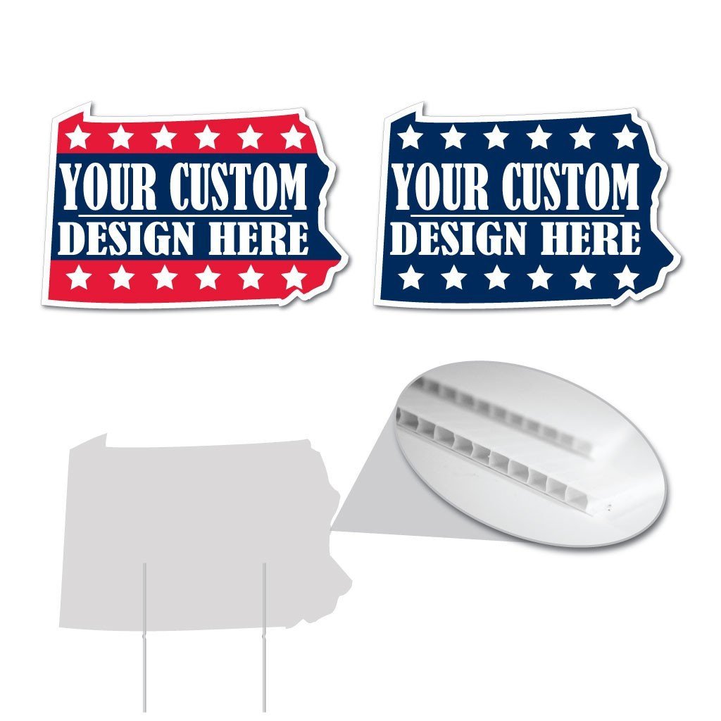 Pennsylvania State Shaped 21"x14.1" Corrugated Plastic Yard Sign