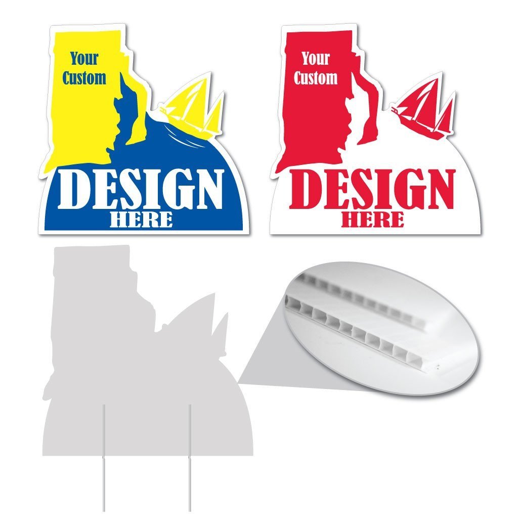 Rhode Island State Shaped 22"x22" Corrugated Plastic Yard Sign