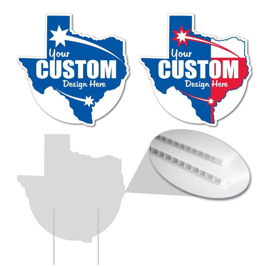 Texas State Shaped 22"x22" Corrugated Plastic Yard Sign