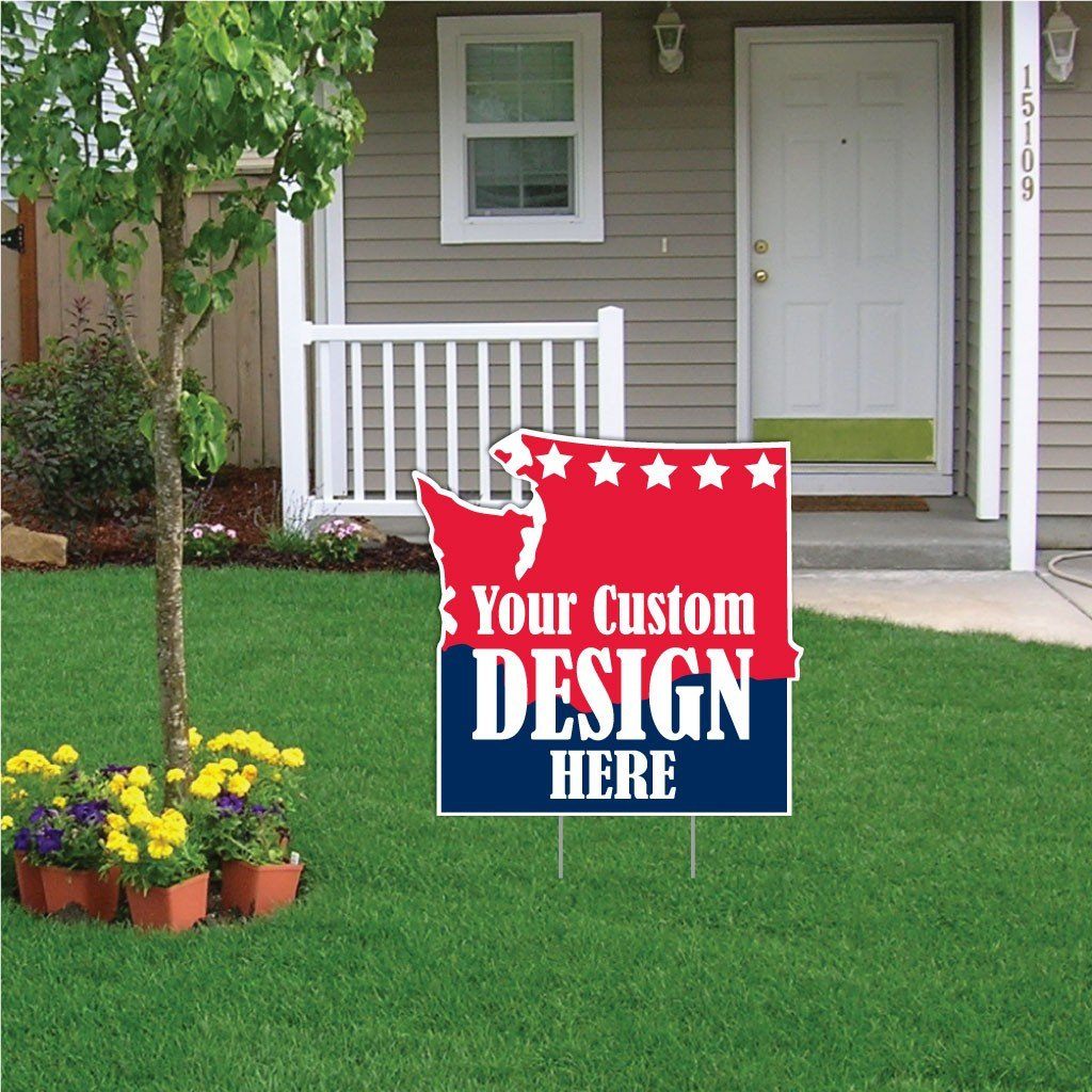 Washington State Shaped 20.9"x20.6" Corrugated Plastic Yard Sign