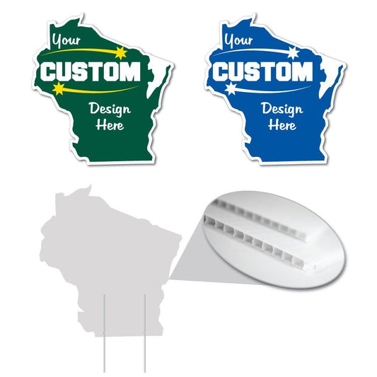Wisconsin State Shaped 20.5"x22" Corrugated Plastic Yard Sign