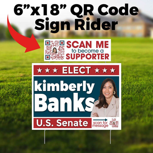 6"x18" QR Code Sign Rider for Political Yard Signs