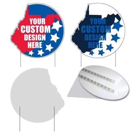 West Virginia State Shaped 21.3"x21.6" Corrugated Plastic Yard Sign