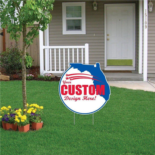 Florida State Shaped Sign 21.5"x21.6" Corrugated Plastic Yard Sign