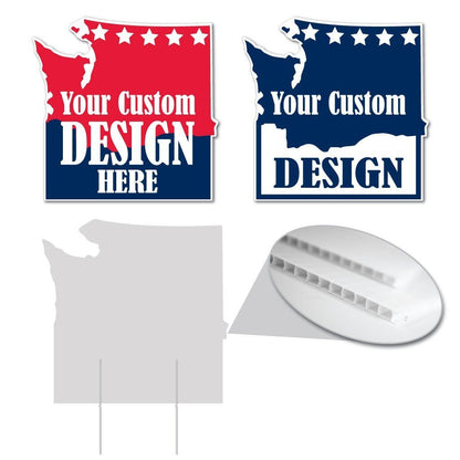Washington State Shaped 20.9"x20.6" Corrugated Plastic Yard Sign