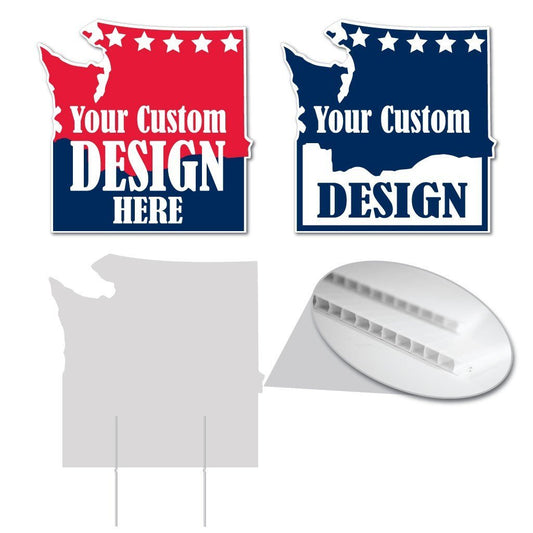 Washington State Shaped 20.9"x20.6" Corrugated Plastic Yard Sign